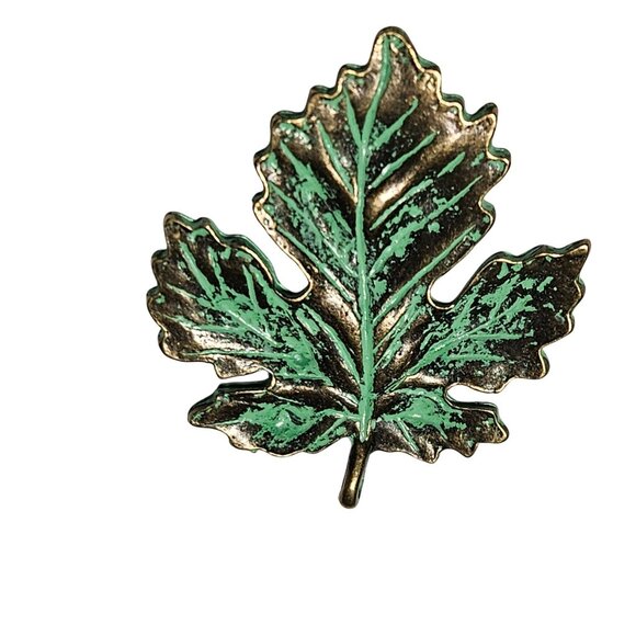 Vintage Brass Green Patina Leaf Pendant Charm Nature DIY Fashion Jewelry Women - Picture 3 of 4